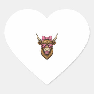 Adesivo Coração Vaca Alta Cute com Óculos de Coração Rosa Vetor_1