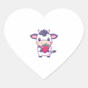 Adesivo Coração Vaca Kawaii Cuja Morangos São Adoráveis