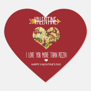 Adesivo Coração Valentine, eu te amo mais do que pizza