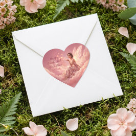 Adesivo Coração Valentine Fairy on Pink Clouds Fantasy Art