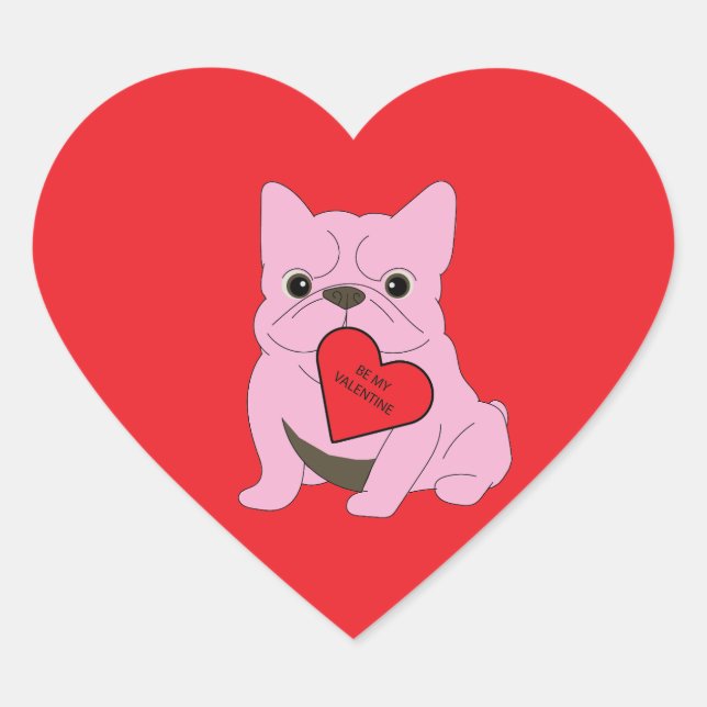 Adesivo Coração Valentines Card, Dog (Frente)
