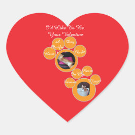 Adesivo Coração Valentine's Pawprint Cat Photo