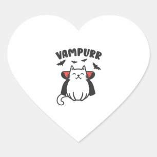Adesivo Coração Vampurr Cute Adorable Cat Amante Vampiro Halloween