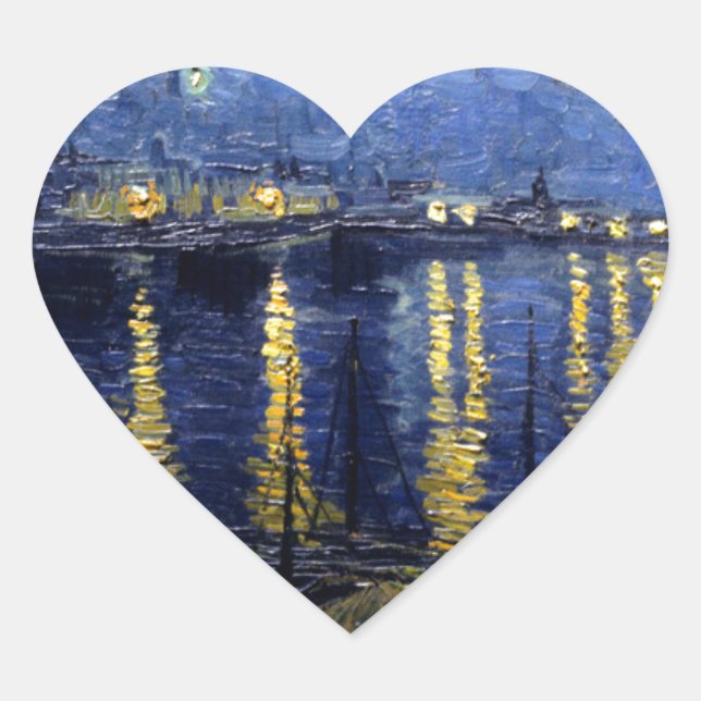 Adesivo Coração Van Gogh Starry Night Over Rhone (Frente)
