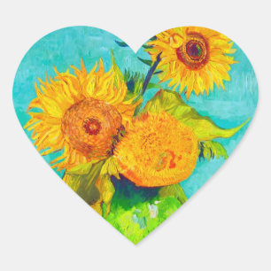 Adesivo Coração Van Gogh Sunflower 
