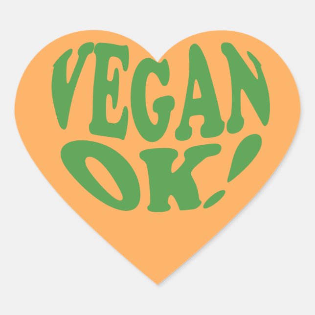 Adesivo Coração Vegan OK laranja Heart Sticker (Frente)