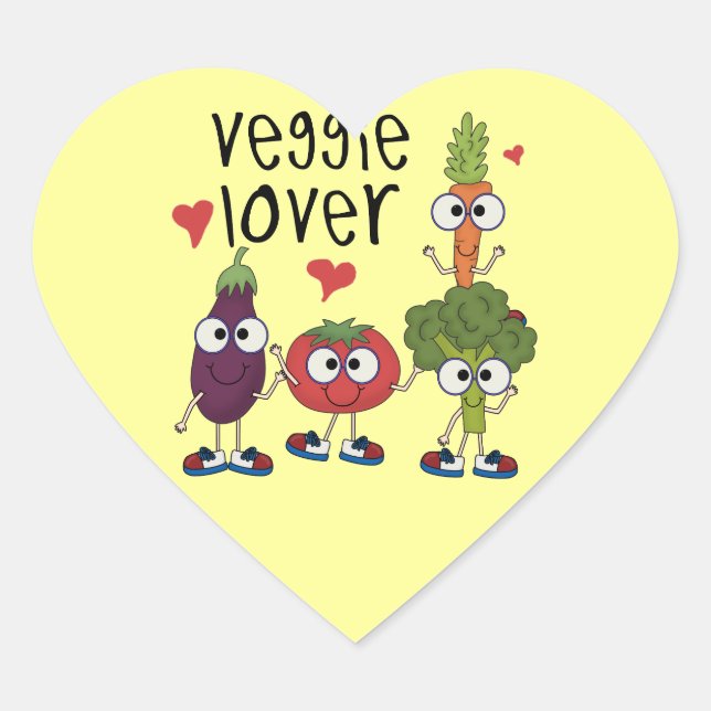 Adesivo Coração Veggie Lover (Frente)