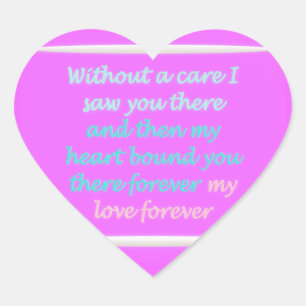 Adesivo Coração Verdadeiro padrão do poema Romance rosa