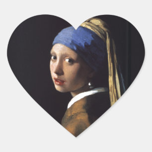 Adesivo Coração Vermeer Girl Pearl Enarrando pintura de arte