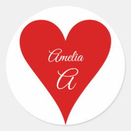 Adesivo Coração Vermelho Amor Dia dos Namorados Nome & Mon