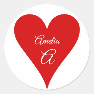 Adesivo Coração Vermelho Amor Dia dos Namorados Nome & Mon