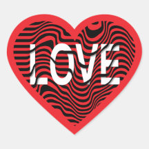 Vermelho AMOR preto branco listrado coração modern