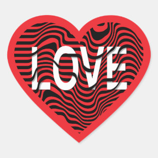 Adesivo Coração Vermelho AMOR preto branco listrado coração modern