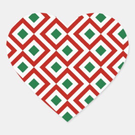 Adesivo Coração Vermelho, Branco, Verde Meander