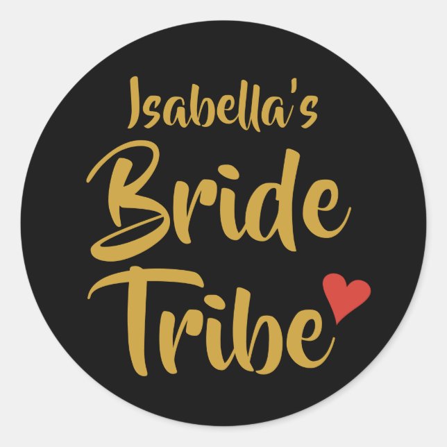 Adesivo Coração Vermelho de Tribo de Noiva Personalizada (Frente)