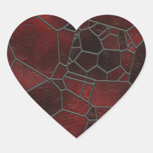 Adesivo Coração Vermelho e arte colorida preto do mosaico de