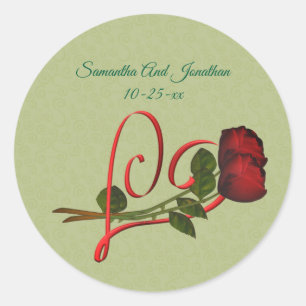 Adesivo Coração Vermelho E Rosas Casamento Personalizado 