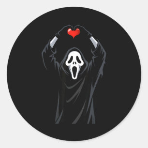 Adesivo Coração Vermelho Fantasma Mãos E Rosto Halloween D