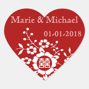 Adesivo Coração Vermelho ・ Flores Cortadas de Papel ・ Felicidade D