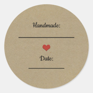 Adesivo Coração Vermelho Rustic Brown Kraft Coração Vermel