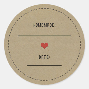 Adesivo Coração Vermelho Rustic Brown Kraft Homemade Canni