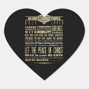 Adesivo Coração Verso de Bíblia Escritural - Colossianos 3:12-13