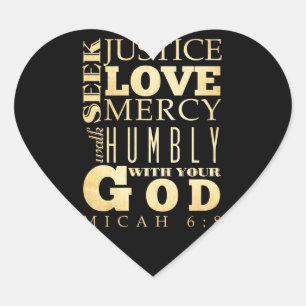 Adesivo Coração Verso escritural cristão da bíblia - 6:8 de Micah