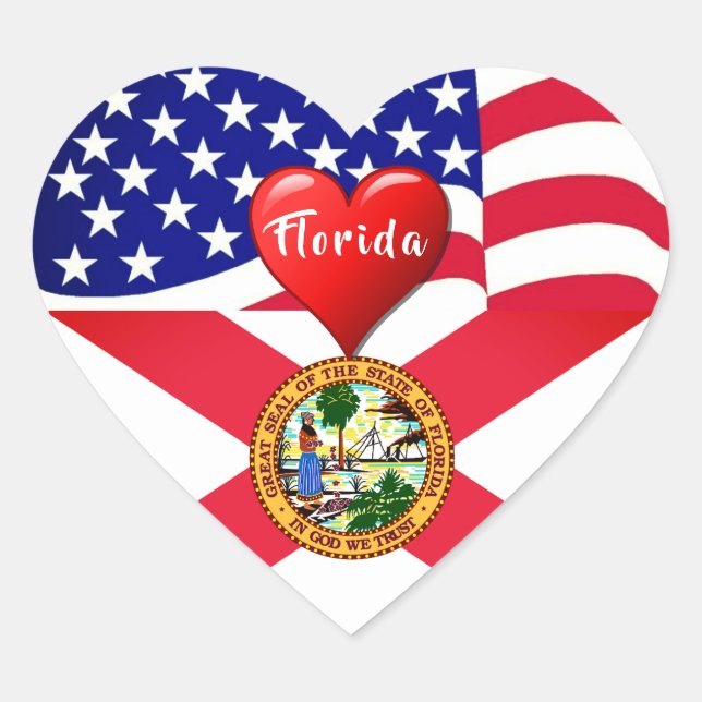 Adesivo Coração Viagem Florida Love Sticker (Frente)