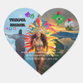 Adesivo Coração Vibrant Brazilian Carnival Design Travel Agency