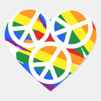 Adesivo Coração Vibrant Multicolor Peace Sign - Design Arco-íris