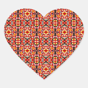 Adesivo Coração Vibrant Tribal Fusion Geometric Symmetry Pattern