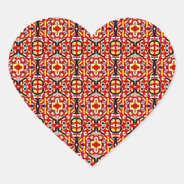 Adesivo Coração Vibrant Tribal Fusion Geometric Symmetry Pattern (Frente)