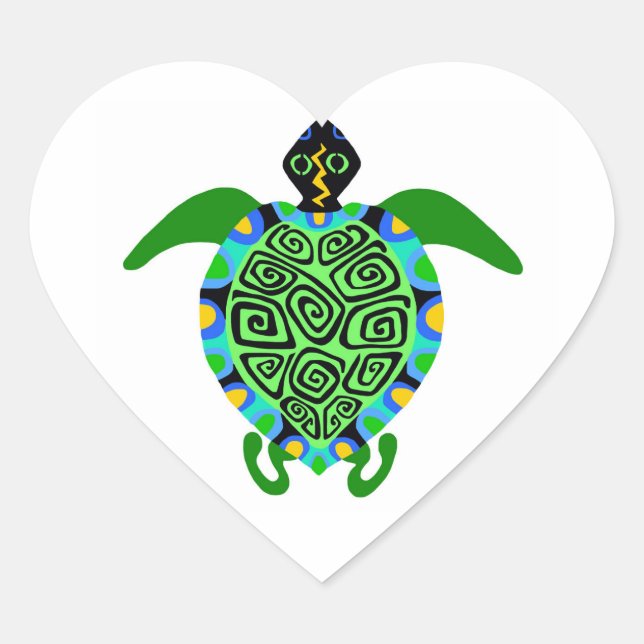 Adesivo Coração Vida selvagem - Adoro as TARTARUGAS DO MAR - Ativi (Frente)