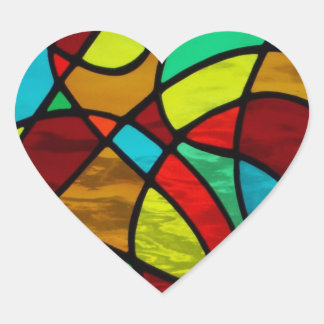 Adesivo Coração Vidro colado com abstrato de "Coração de Amor"