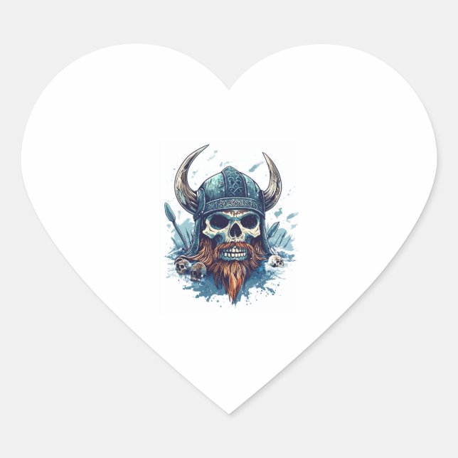 Adesivo Coração Viking Skull Berserker (Frente)