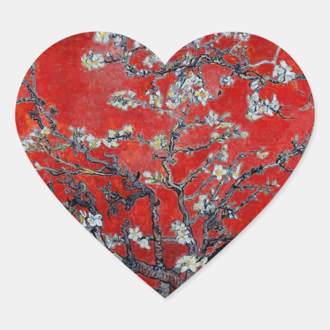 Adesivo Coração Vincent van Gogh Branches com Almond Blossom (Frente)