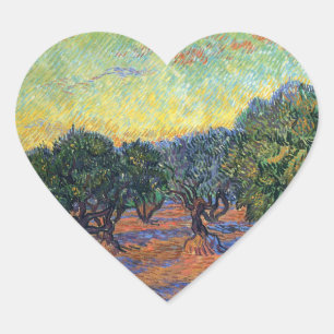 Adesivo Coração Vincent Van Gogh Olive Grove Impressionismo Arte
