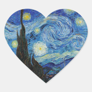 Adesivo Coração Vincent Van Gogh Starry Night Vintage Fine Art