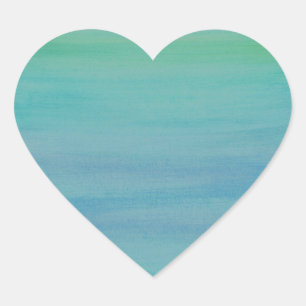 Adesivo Coração Vinheta Aqua Watercolor