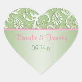 Adesivo Coração Vinheta-cardíaca cor-de-rosa e verde