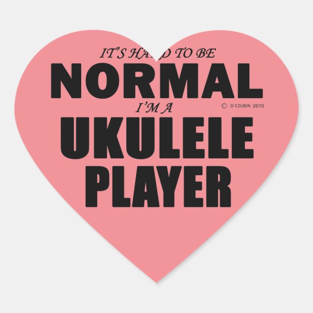 Adesivo Coração Vinheta Cardíaca Normal do Ukulele Player (Frente)