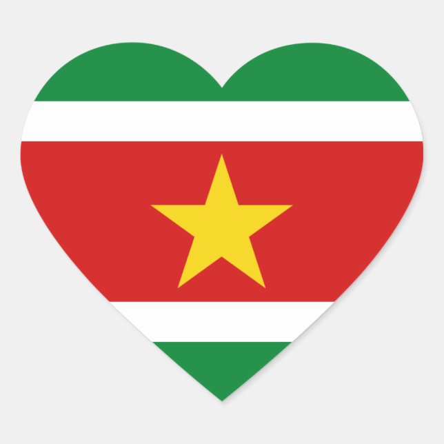 Adesivo Coração Vinheta Cardíaca Suriname Flag (Frente)