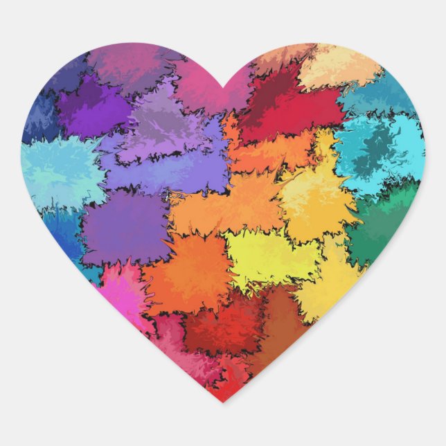 Adesivo Coração Vinheta Colorida Liquidada (Frente)