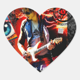 Adesivo Coração Vinheta com forma de Design do Coração TLES Rocker
