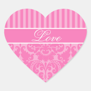 Adesivo Coração Vinheta De Amor Com Damasco Com Brisa Rosa