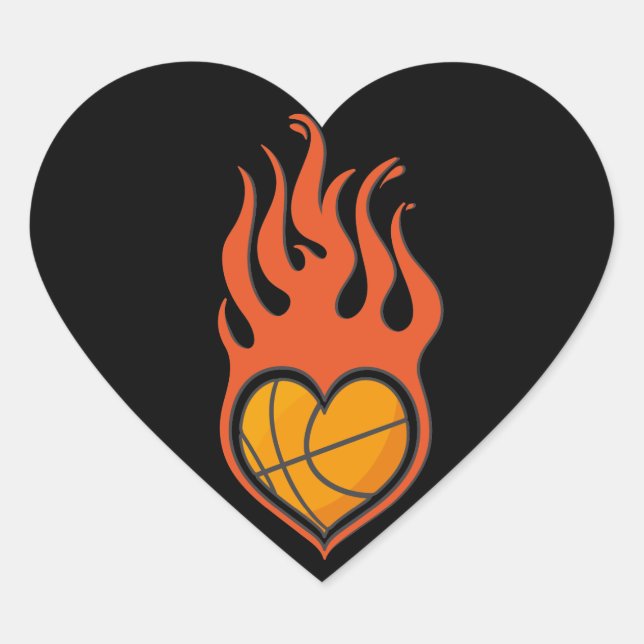Adesivo Coração Vinheta de basquete (Frente)