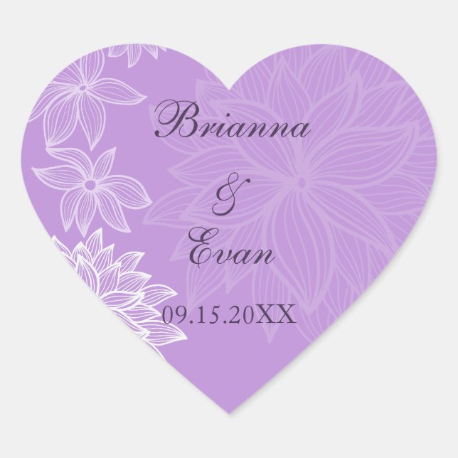 Adesivo Coração Vinheta de Casamento Bloom Lilac (Frente)