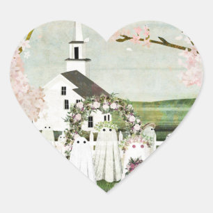 Adesivo Coração Vinheta de Casamento Fantasma