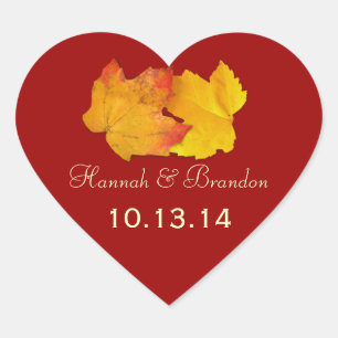 Adesivo Coração Vinheta de Casamento Personalizada do Coração Verm