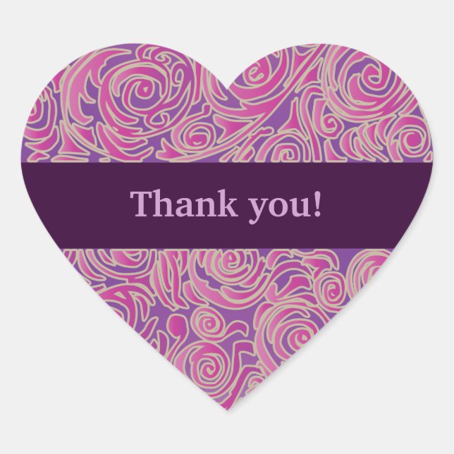 Adesivo Coração Vinheta de Coração Cor-de-Rosa-Curvatura (Frente)